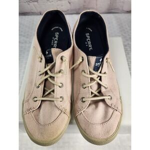 Sperry Womens Lounge Wharf STS83603 Linen Light Pink Slip On Boat Shoes Sze 8.5M